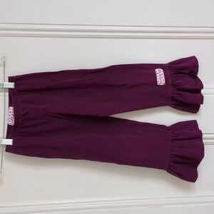 Size 5 Ruffle Girl Purple Pants Stretchy Waist Pull On Flare at Hem